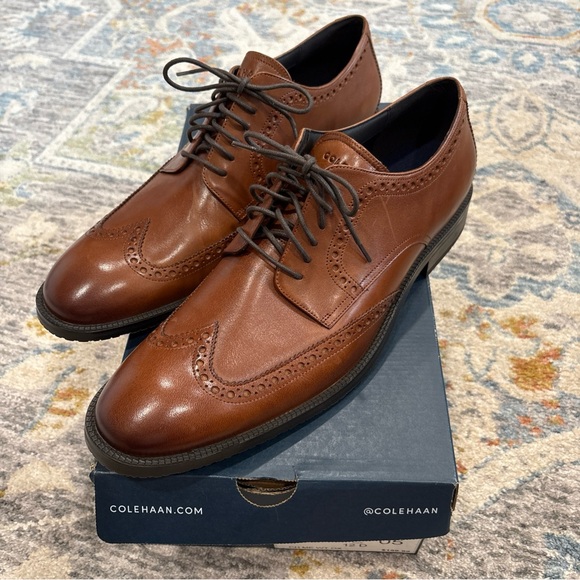 NEW Cole Haan Modern Essentials Wingtip Oxfords Size 12 Brown NIB Men Dress Shoe - Picture 1 of 13